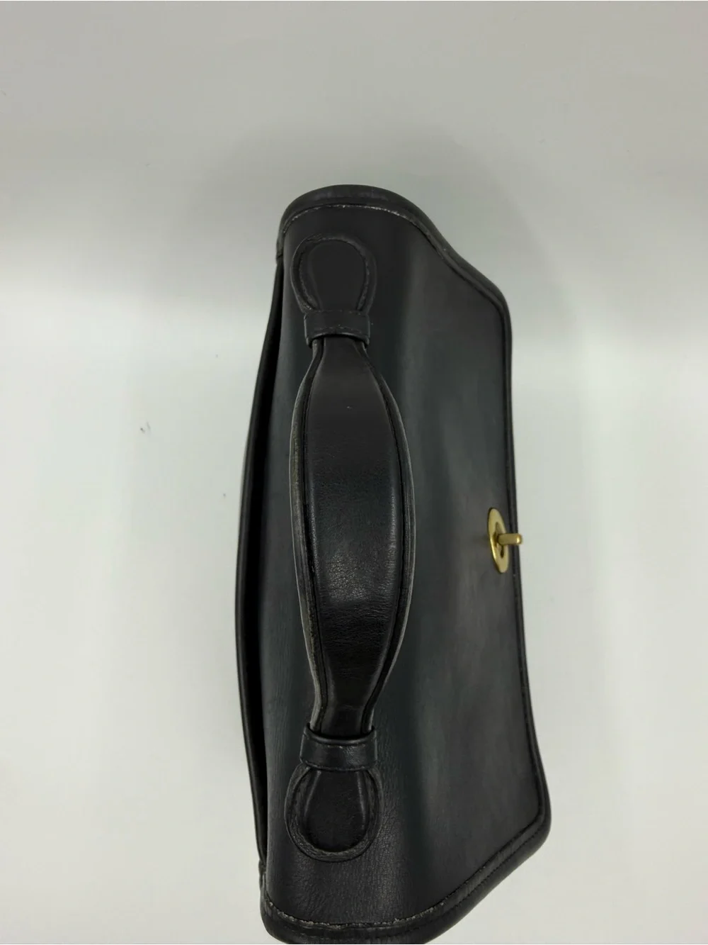 Vintage Coach Court Bag 9870 Black Glovetanned Leather Crossbody Top Handle USA